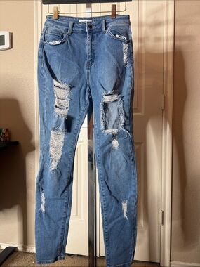 Encore Jeans Women's Blue Distressed Skinny Jeans